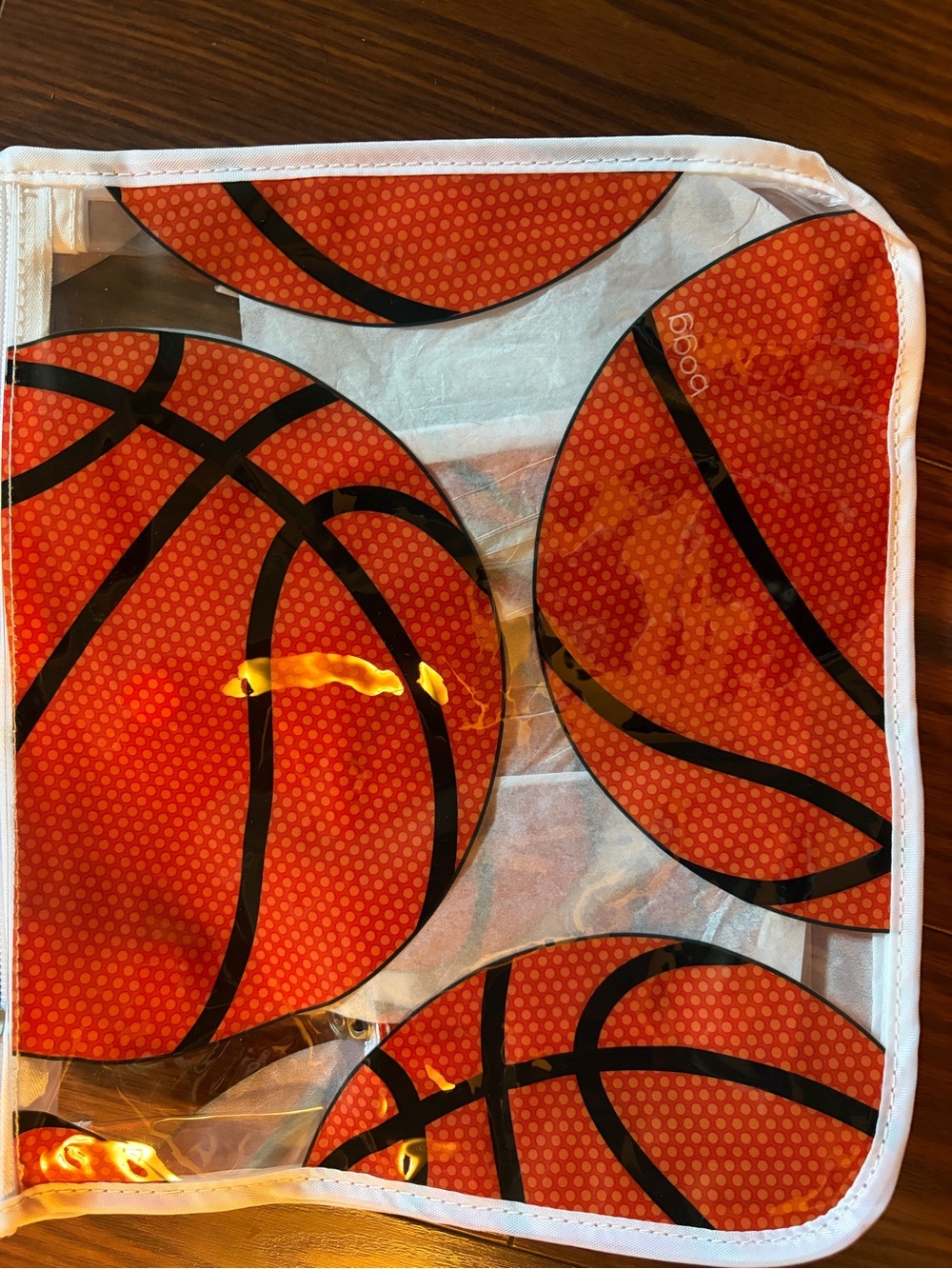 Bogg bag Basketball Print Vinyl Pouches- Orange & Black
